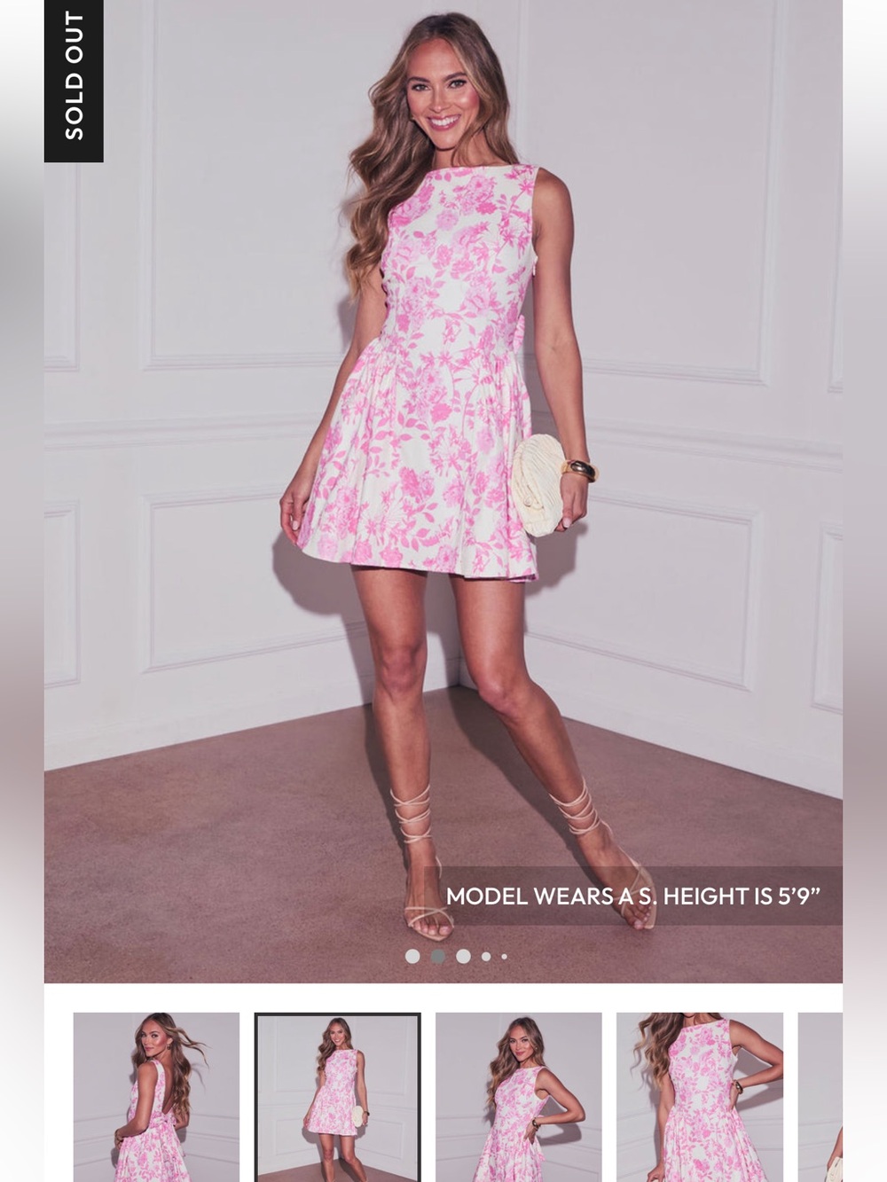 Floral Pink Fit-and-Flare Mini Dress